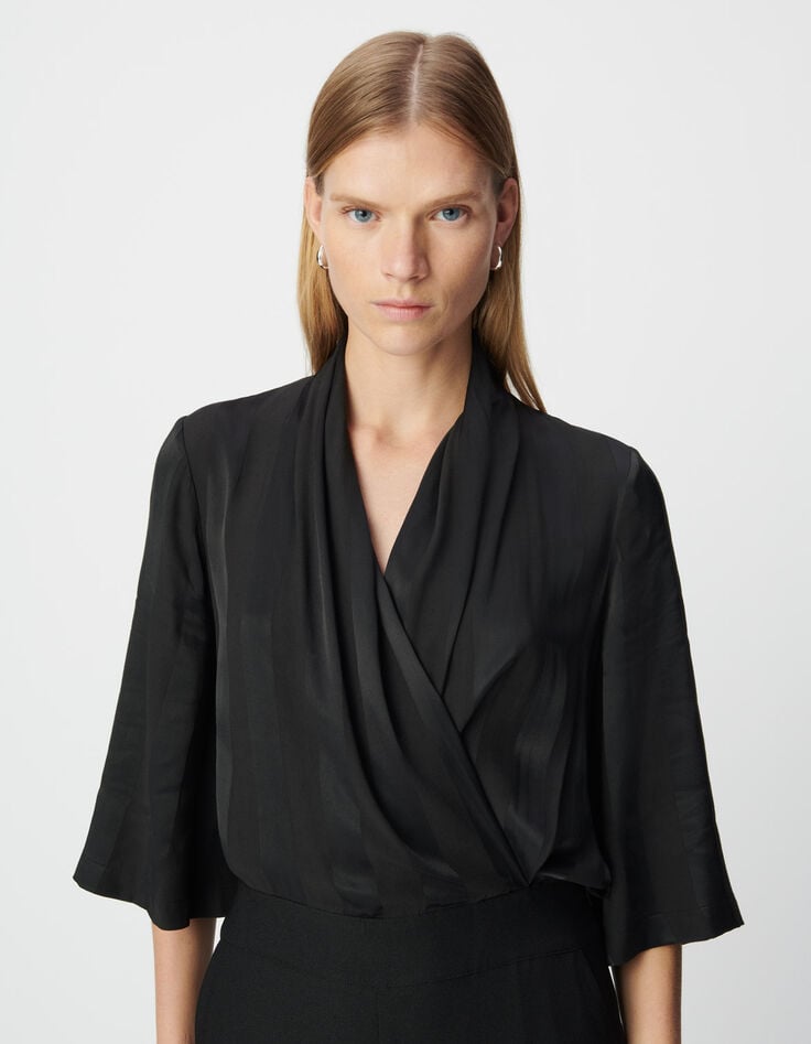 Combinaison bi-matière noire avec haut fluide Femme-5 Combinaison bi-matière noire avec haut fluide Femme-5