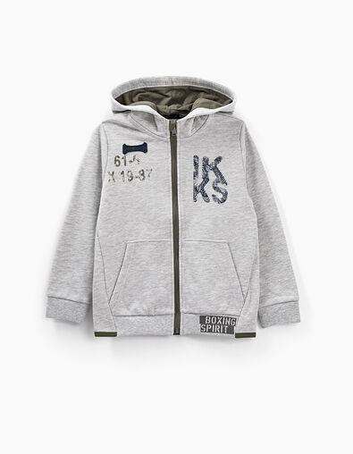 Sweat mastic chiné avec print et badge garçon  - IKKS