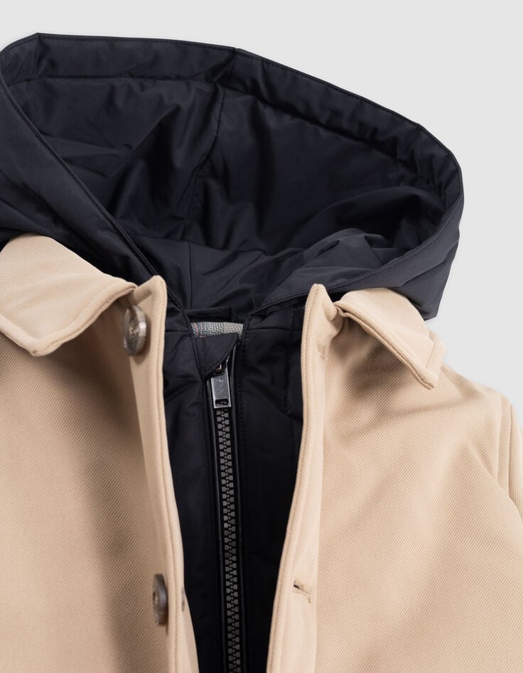 Trench beige avec parementure capuche garçon-4
