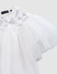 Robe blanche tulle broderies argentées fille-7