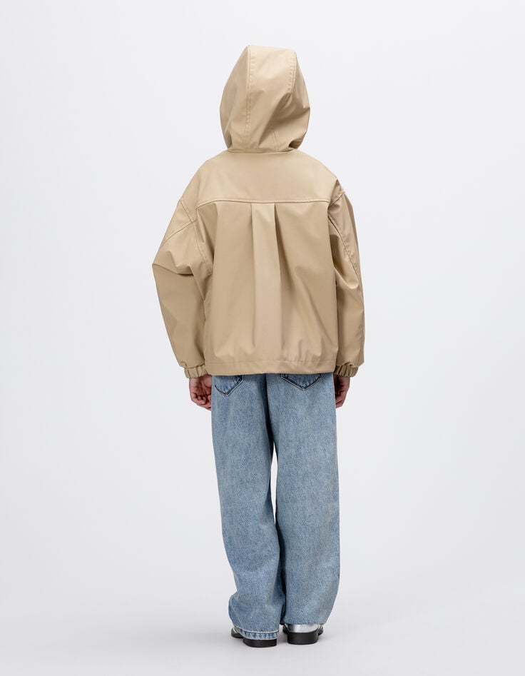 Parka à capuche beige intérieur écru fille-2 Parka à capuche beige intérieur écru fille-2