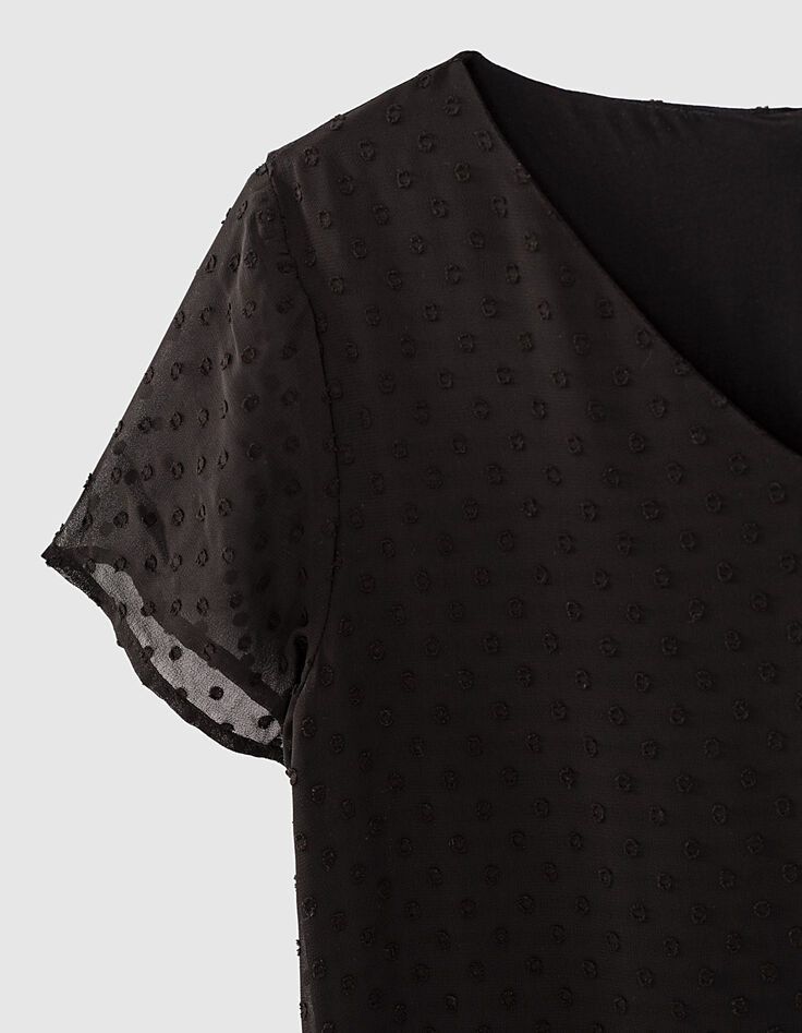 Robe noire fluide en plumetis fille-4