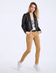 Chaqueta de cuero de cordero cuello chal mujer-6