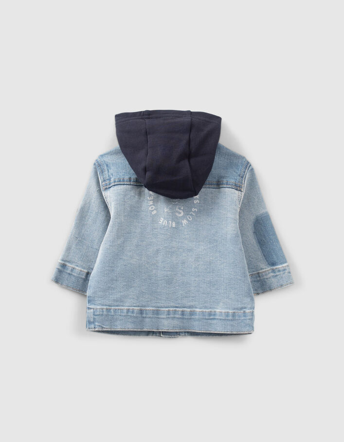 Baby boys’ blue denim jacket with detachable hood - IKKS