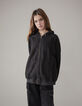 Blouson noir à capuche fille-1