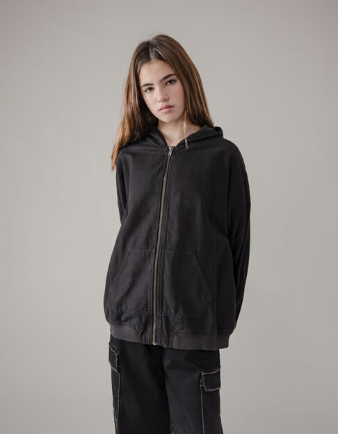 Blouson noir à capuche fille - IKKS