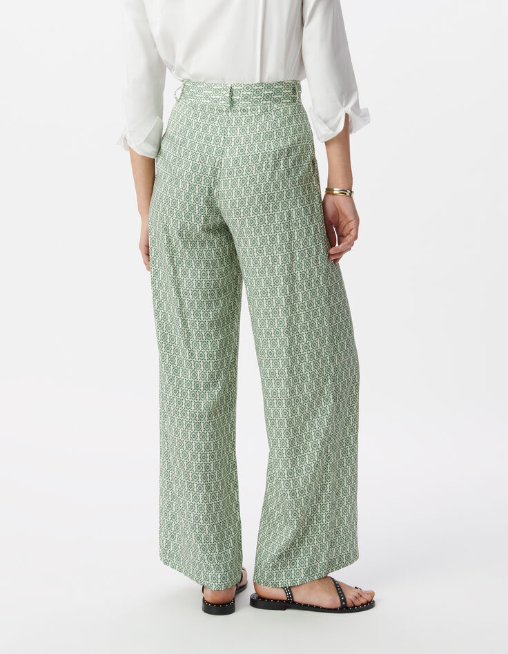 Pantalon fluide vert LENZING&trade; ECOVERO&trade; ethnique Femme-3