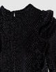 Schwarzes Kleid aus Velours mit Rüschendetails, Mädchen-6 Schwarzes Kleid aus Velours mit Rüschendetails, Mädchen-6