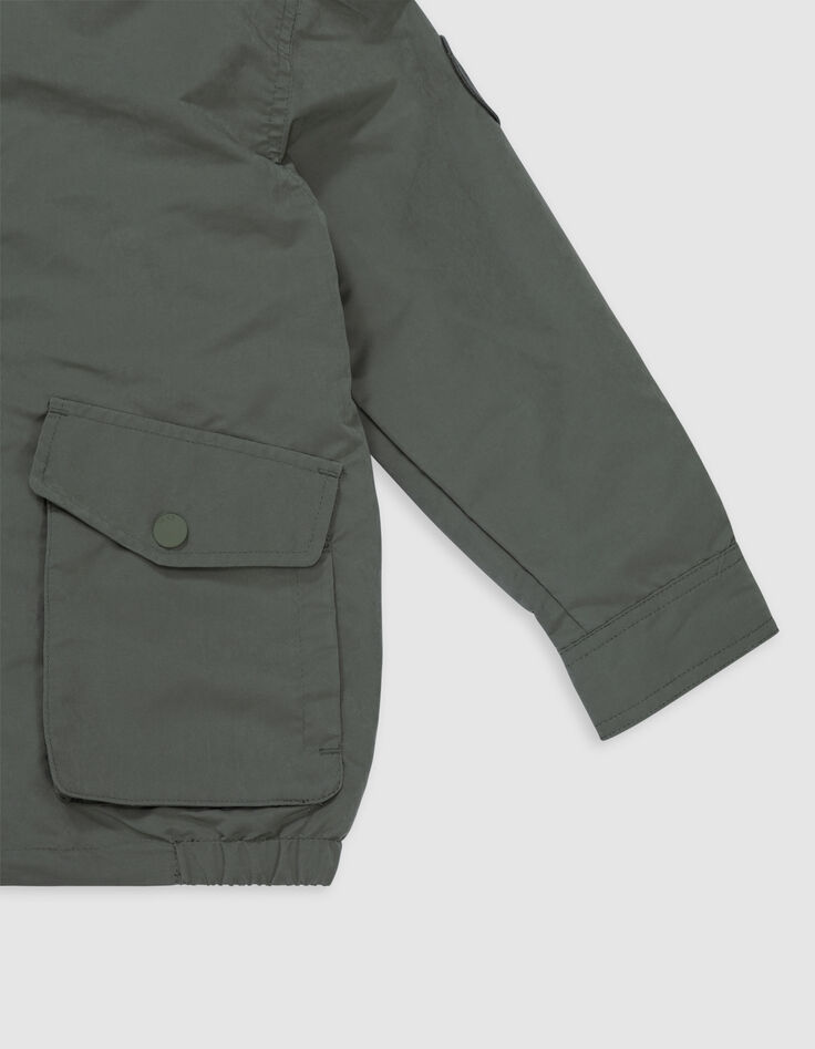 Veste kaki à capuche doublure éponge garçon-6