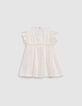 Ecru Kleid mit Stick, Windelhöschen, Babymädchen-4