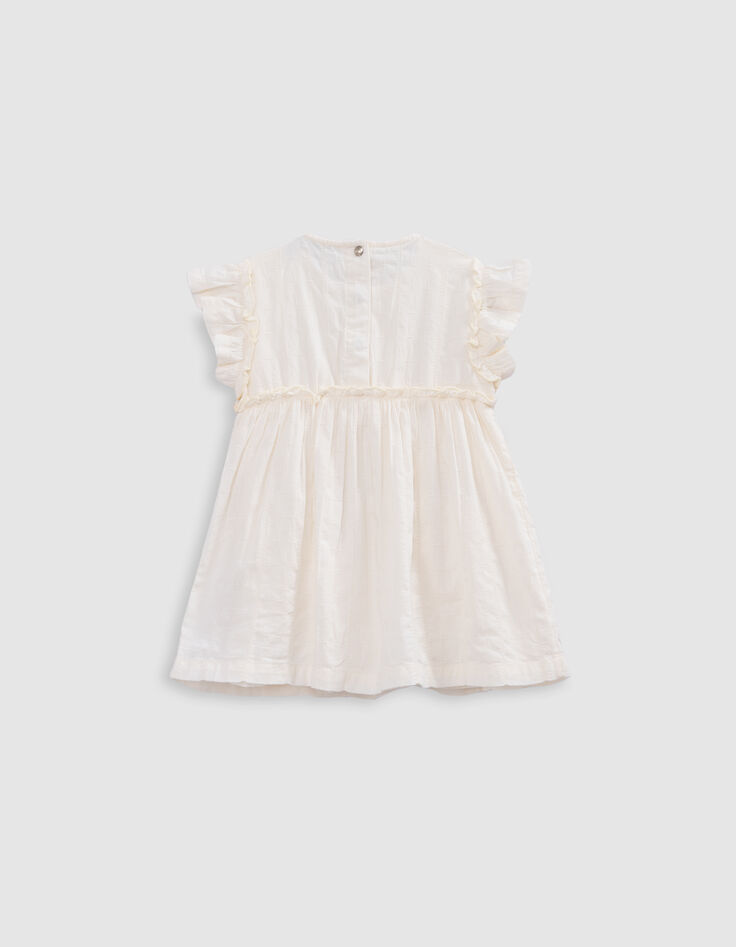Ecru Kleid mit Stick, Windelhöschen, Babymädchen-4