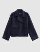 Manteau court marine en laine sans fermeture Femme-6
