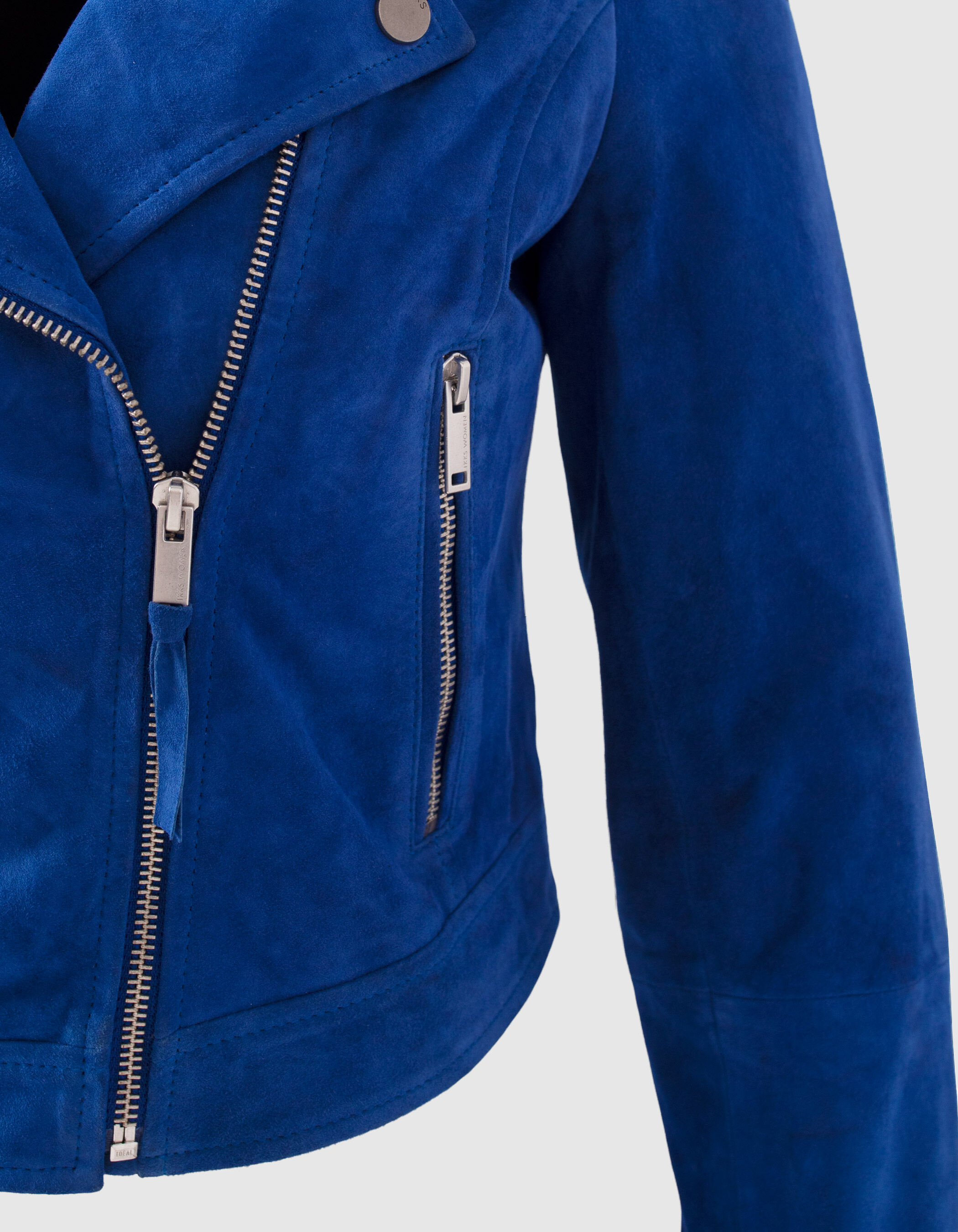 Cobalt blue suede biker jacket outlet