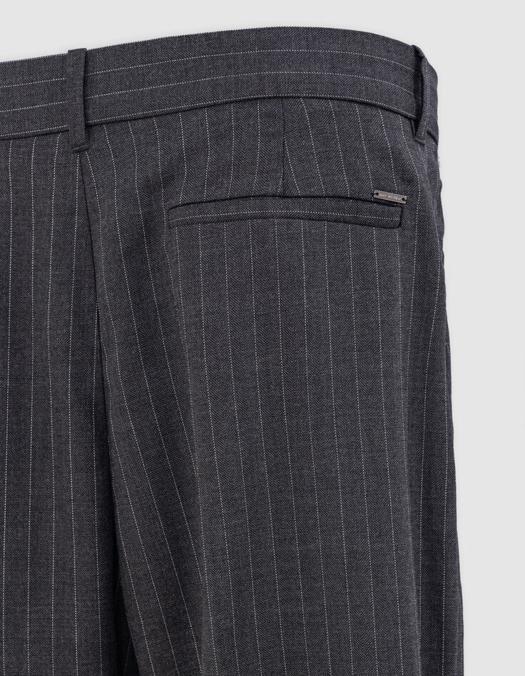 Pantalon de costume gris motif rayures tennis Femme-4