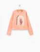 Koraal sweater regenboog op cactus-2