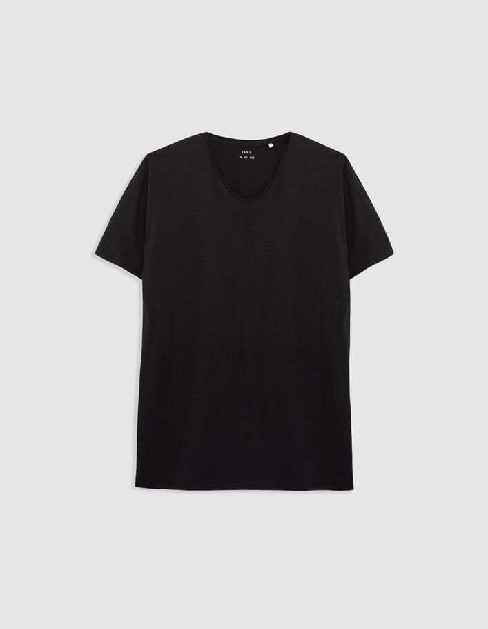 T-shirt L'Essentiel noir col V Homme - IKKS