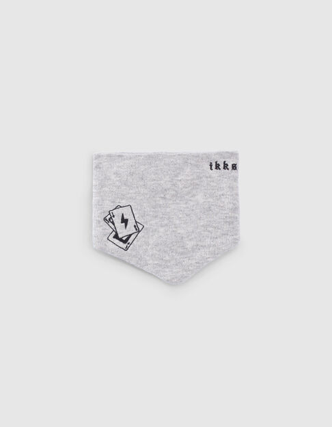 Baby boys’ grey playing card embroidered knit snood - IKKS