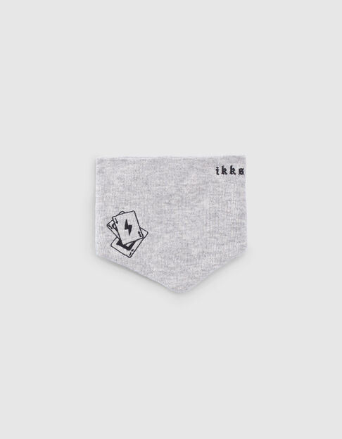 Snood gris tricot broderie cartes bébé garçon