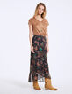 Floral print voile long ruffled skirt -6