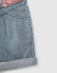 Mädchen-Mom-Shorts mit Schalgürtel, Bio, in Light Blue-5