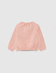 Cardigan rose molleton fa&ccedil;on gaze b&eacute;b&eacute; fille-3