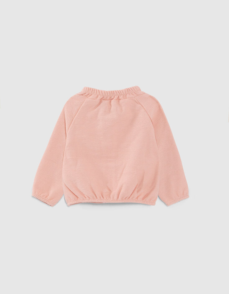 Cardigan rose molleton fa&ccedil;on gaze b&eacute;b&eacute; fille-3