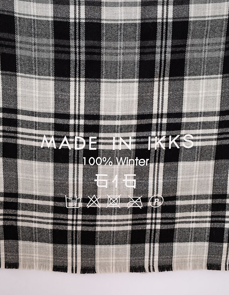 Women’s "Made in IKKS" slogan check thick scarf-2