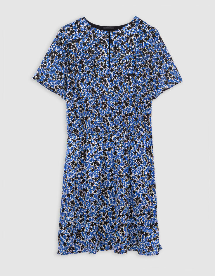 Women's blue starburst print dress-7 Women's blue starburst print dress-7