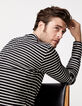 Tee-shirt marinière noir rayé blanc cassé Homme-2