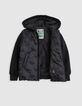 Boy's black embroidered nylon two-ply down jacket-5