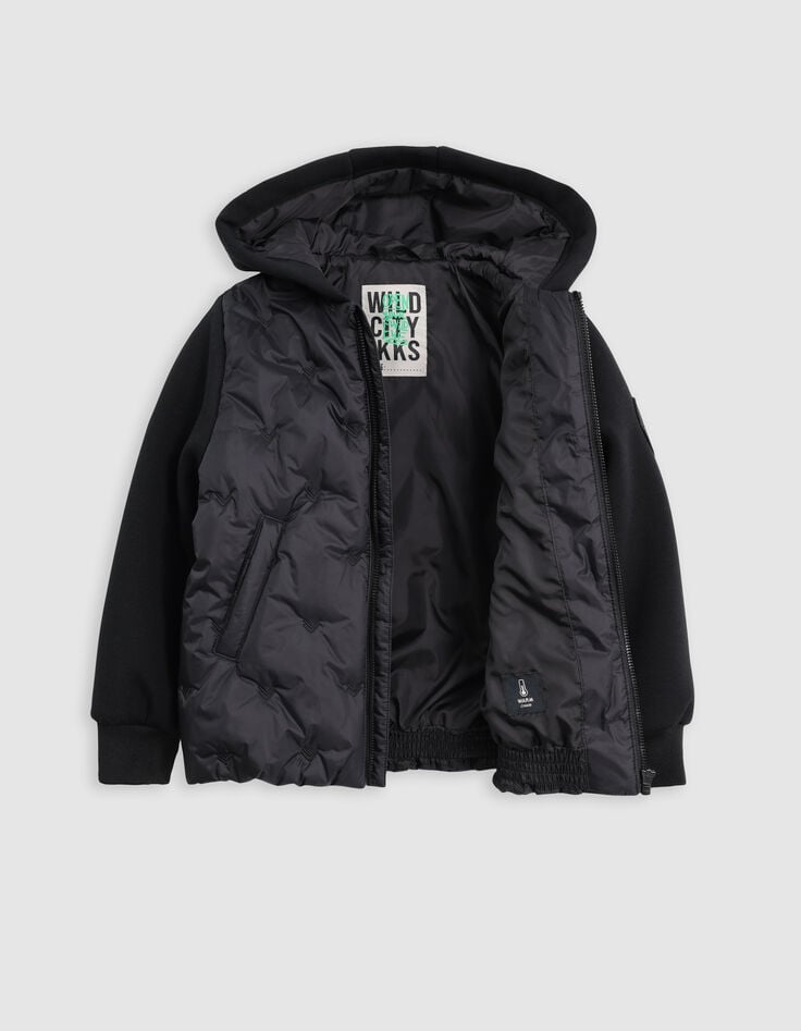 Boy's black embroidered nylon two-ply down jacket-5