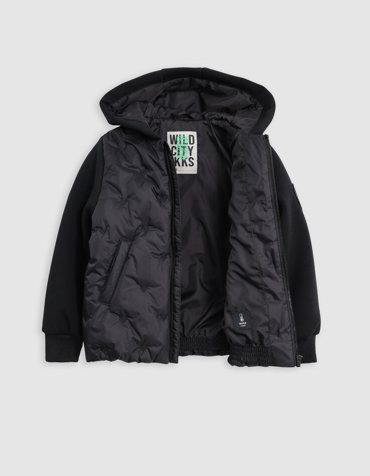 Boy's black embroidered nylon two-ply down jacket-5 Boy's black embroidered nylon two-ply down jacket-5