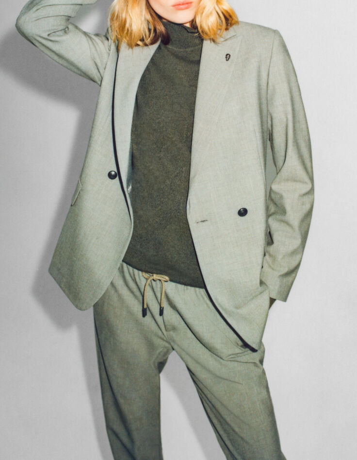 Women’s grey double-breasted suit jacket-6