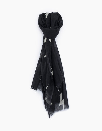 Women’s lightning print 100% wool fringed fine scarf - IKKS