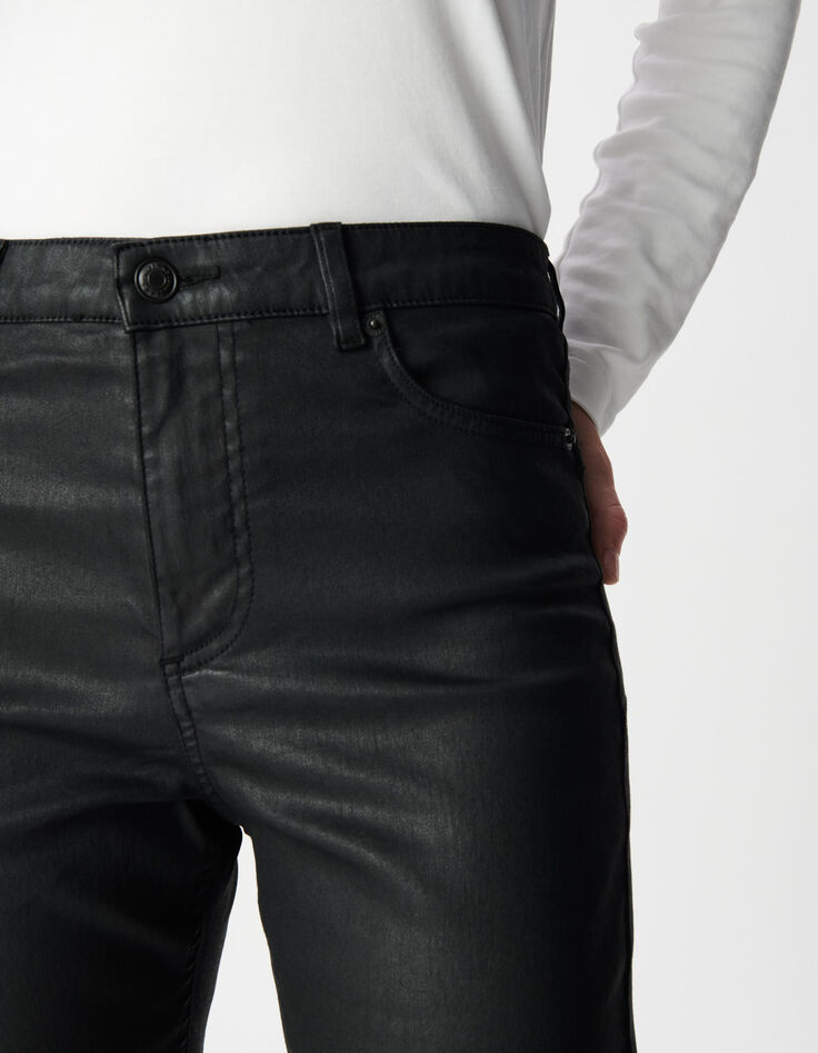 Jean bootcut noir enduit taille haute Femme-5