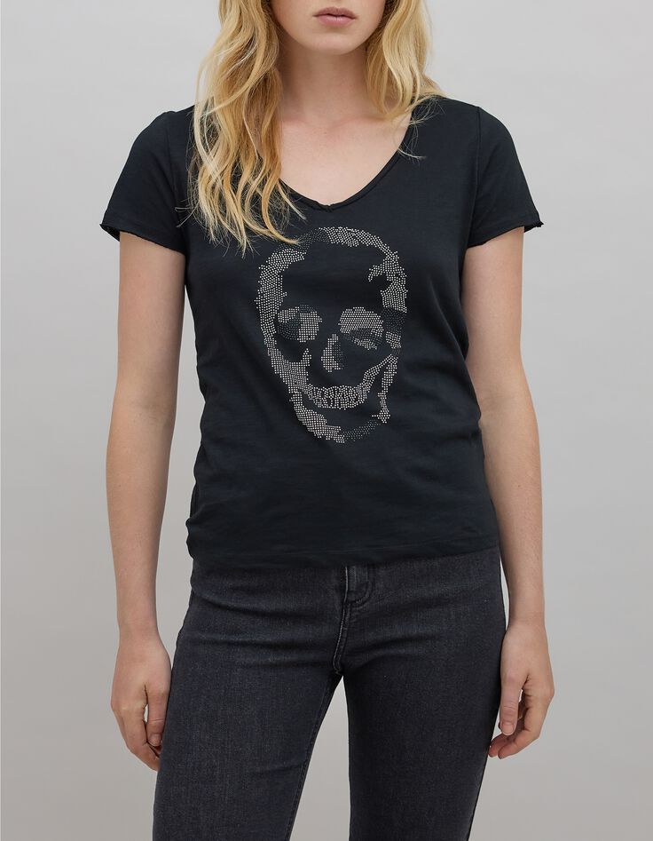 Zwart T-shirt doodshoofd en gekruiste botten-2