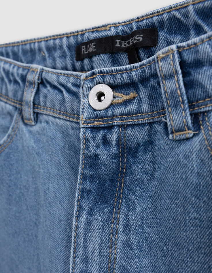 Jean FLARE bleu Waterless broderie poche dos fille-8
