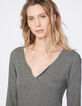 Khaki Damen-T-Shirt mit Strass und Rückenmotiv-4