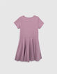 Girl's lilac dress with bow detail-4