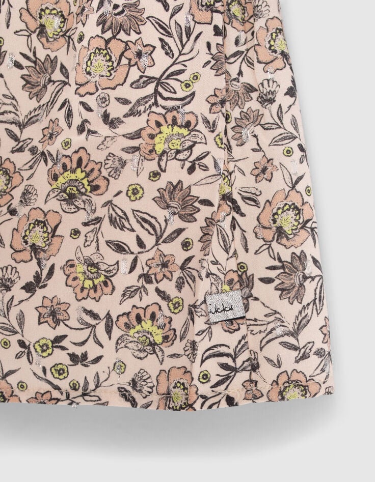Robe beige imprimé fleurs fille-5