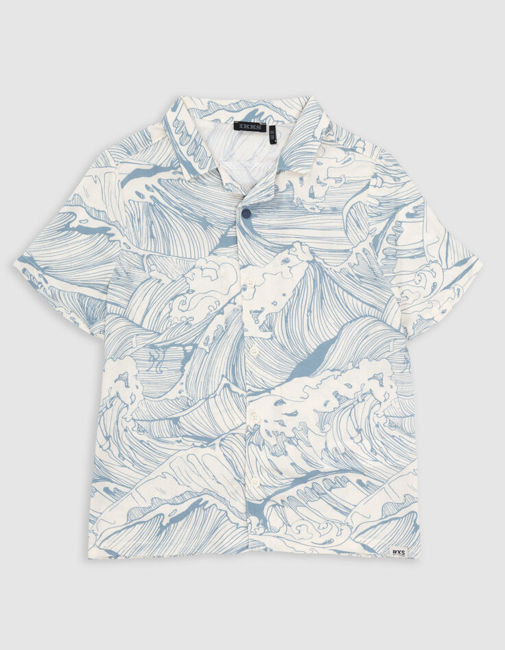 Chemise vert d'eau imprimé vagues garçon-2