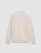 Pull écru tricot relief col rond Homme-1