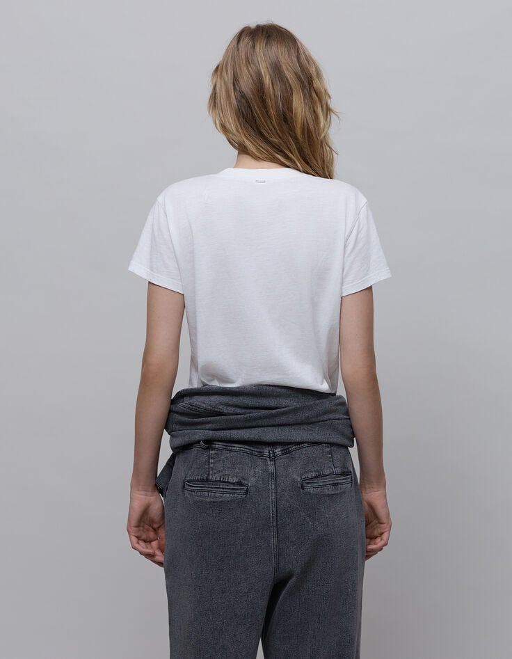 Women’s off-white cotton T-shirt, embroidered lightning-4 Women’s off-white cotton T-shirt, embroidered lightning-4