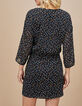Robe noire imprimé fleurettes floqué pois velours I.Code-3