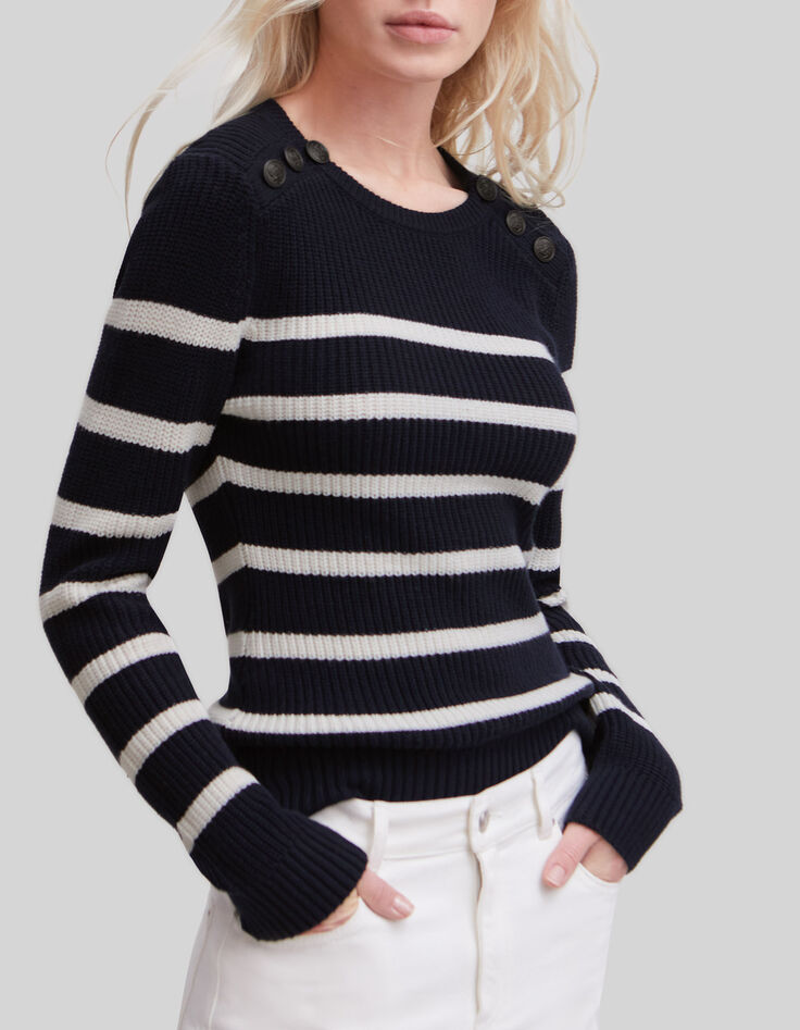 Women’s navy knit sweater with anchor buttons-5