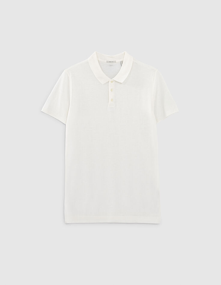 Men&rsquo;s off-white cotton modal polo shirt-6