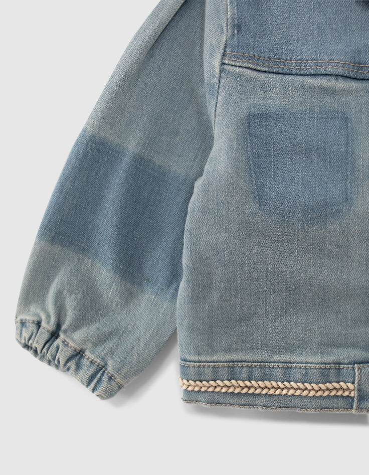 Blaue Jeansjacke mit Tressen für Babymädchen-3