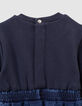 Marineblaues Babymädchenkleid Mischgewebe Schleifenstick-6