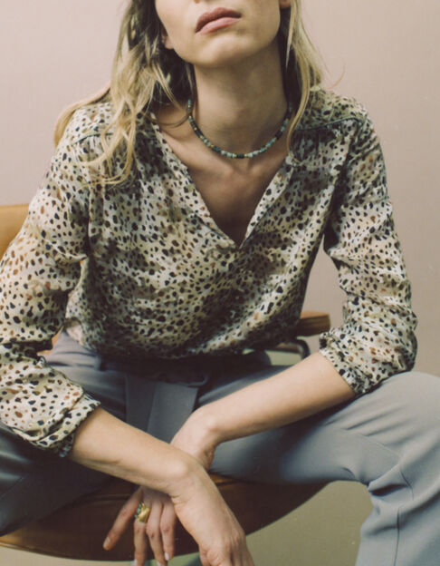 Women’s almond animal print blouse