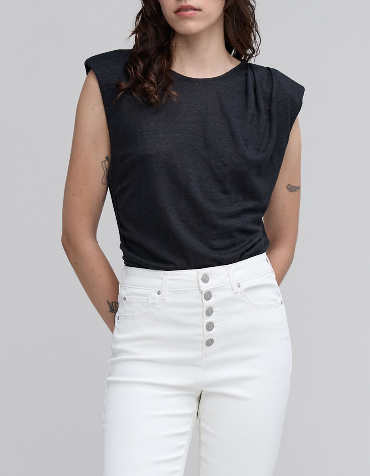 Ärmelloses schwarz T-Shirt mit Rundhalsausschnitt Segel-2